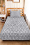 Gray Geometric Modern Young Room Single Pique Set - Anthracite 160X220 cm Quilted Bedspread - 4