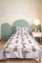 Tropical Teen Room Single Pique Set - Flamingo Pineapple Gray 160X220 cm Quilted Bedspread - 2
