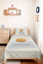 Minimal Geometric Young Room Single Pique Set - Beige Gray Modern 160X220 cm Bedspread - 2