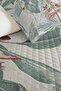 Tropical Green Young Room Single Pique Set - Botanical Tile 160X220 cm Quilted Bedspread - 3