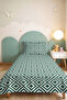Green Geometric Youth Room Single Pique Set - Modern White 160X220 cm Quilted Bedspread - 6