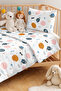 Space Themed Children's Room Single Pique Set - Pastel Blue Pink 160X220 cm Quilted Bedspread - 2