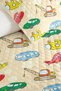 Transportation Themed Yellow Boy's Pique Set - Cream Baby Room Bedspread with Cartoon Vehicles - 160X220 cm - 3