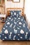 Blue Children's Room Single Pique Set with Space Animals - Pastel Galaxy 160X220 cm Bedspread - 4