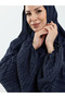 Saye Dubai Shawl and Stone-Embellished Sleeve Abaya Set Navy Blue - 1022