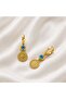 Steel Evil Eye Beaded Antique Medallion Hoop Earrings - 4