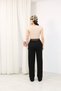 Calista Women's High Waist Wide Leg Fabric Trousers with Belt Detail - Belt Included - 3
