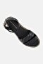 Women Lather Rope Real Espad Adjustable Buckle Wedge Sandals, Black - 3