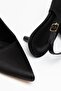 Nida Women's Black Satin Thin Heeled Casual Shoes - 3
