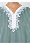 Green Striped Jalabiya with Lace Trim - 3