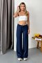 Women's Adjustable Waist Wide Leg Sweatpants Navy Blue - Ms0001271 - 3