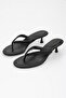 Women's Rivela Black Leather Flip-Flop Heeled Slippers - 4