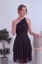 Women's Halter Neck Glitter Layered Skirt Mini Evening Dress Black, Powder, Burgundy, Indigo, Navy Blue, Fuchsia