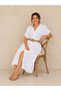 Women's Straw Belted Full Buttoned Cotton Fabric Dress 42-46 - 2