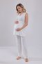 Ecru Lace Design Strappy Cotton Maternity Pajama Set with 3-Piece Pajamas - 3