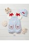 Baby Girl Strawberry Embroidered Gingham Salopet & T-Shirt Set - Blue - 3