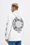 Men's Patched Ethnic Hooded Sweatshirt Ecru