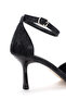 Black Ankle Strap Pointed Toe Evening and Event High Heel Shoes and Bag Set - 5