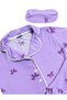 Girl's Cotton Milan Fabric Lilac Ribbon Shirt Collar White Piping Sleep Band Short Sleeve Pajama Set - 3
