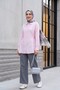 Striped Buttoned Modal Tunic with Side Laces - Pink - 5