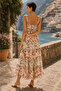 Cream Color Sleeveless Square Neck Ruffled Layered Imported Bohemian Dress - 4