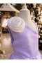 Special Design Aveline Model Lilac Color Single Sleeve Flower Accessory Detailed Girls' Evening Dress - 3