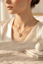 Yellow Color Heart Figured Stone and Simple Half Design Steel Necklace - 7