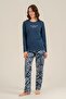 Women's Navy Blue Long Sleeve Pajama Set Ar3764-S-V1 - 8