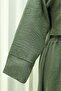 Single Button Embroidered Skirt Linen Look Suit -Khaki - 6