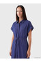 Ozmarka New Season Indigo Shirt Collar Waist Tie Jean Dress - 2