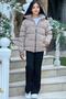 Girl's Hooded Pocket Suitica Nova Fabric Winter Coat Km4011 - 5