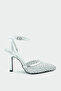 Erich Knitted Detailed Women's Silver Heeled Shoes