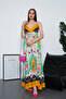 Full Length Straps Double Breasted Me Gathered Viscose Dress - 3