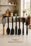 Arel Silicone Kitchen Set 6 Pieces Heat Resistant Spatula Spoon Brush Set + Whisk Gift-Black