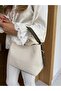 Knitted Leather Handle Linen Hand and Shoulder Bag Khaki - 3