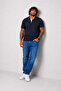Men's Large Size Single Jersey Polo T-Shirt Classic with Pockets 26402 Navy Blue - 2