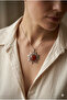 Sun Shaped and Agate Natural Stone Pendant Steel Necklace - 4