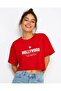 Women's Crop T-Shirt Hollywood Printed Oversize Relaxed Fit Short Tshirt - 2