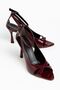 Sagi Women's Burgundy Patent Leather Cross-Strapped Evening Dress Shoes - 2