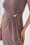 Yandan Brooched Pleated Pique Modal Dress - 8