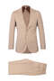 Brown Slim Fit Striped Pointed Collar Linen Casual Suit