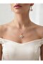 Women's Pink Zircon Stone Lotus Necklace and Earring Set - 2