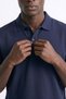 Men's Polo Neck Pique T-Shirt - Navy Blue - 2