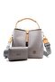 Women's Embossed Printed Vegan Shoulder Bag and Wallet Combination with Lock Detail - 2