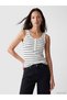 Lcwaikiki Classic Ecru U-Neck Striped Women's Ribbed Tank Top