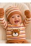 Cotton Teddy Bear Punch Side Snap Seasonal 5-Piece Newborn Baby Boy Hospital Discharge Bodysuit Set - 4