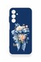 Samsung A25 Compatible Blue Ribbon Flower Pattern Silicone Case - 2