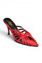 Y752132704 Red Satin Fabric Thin Heeled Women's Slippers - 7