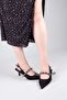 Si̇li̇s Side Ribbon Buckle Stoned Satin Stiletto Black - 5