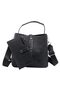 Women's Hand and Shoulder Bag Set with Logo Embossed Bucket Model Wallet Black - 3
